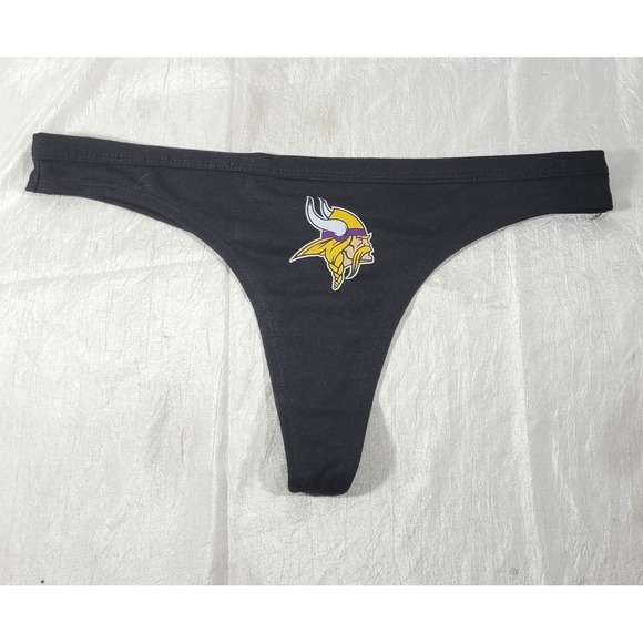 NFL Pants - NFL Team Apparel Women's Black Minnesota Vikings Marathon Knit Thong - L